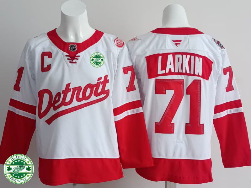 Men Detroit Red Wings #71 Larkin White 2025 Fanatics Home Premium NHL Jersey style 4